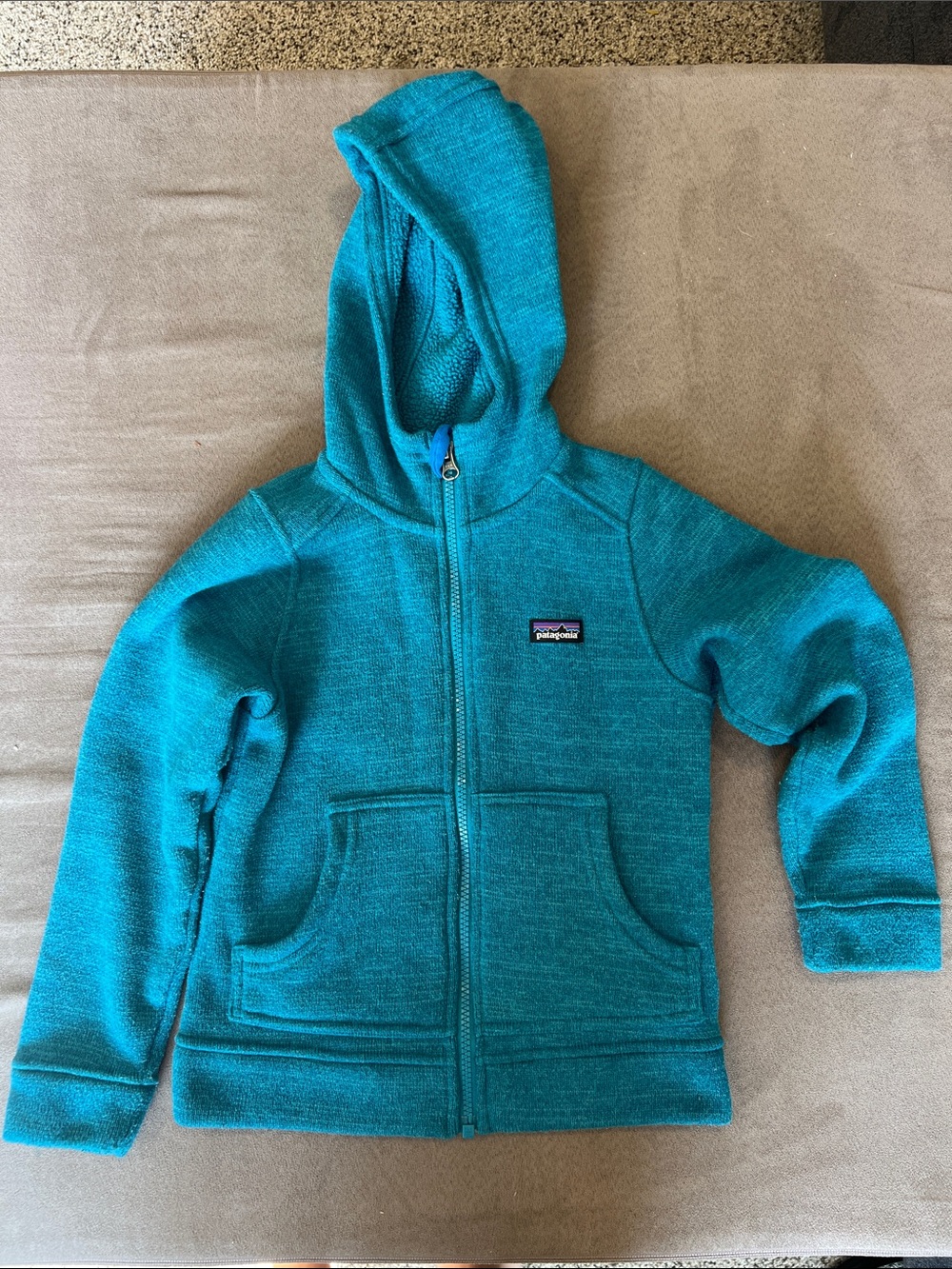 Patagonia Kids Teal Zip-Up Hooded Sweatshirt